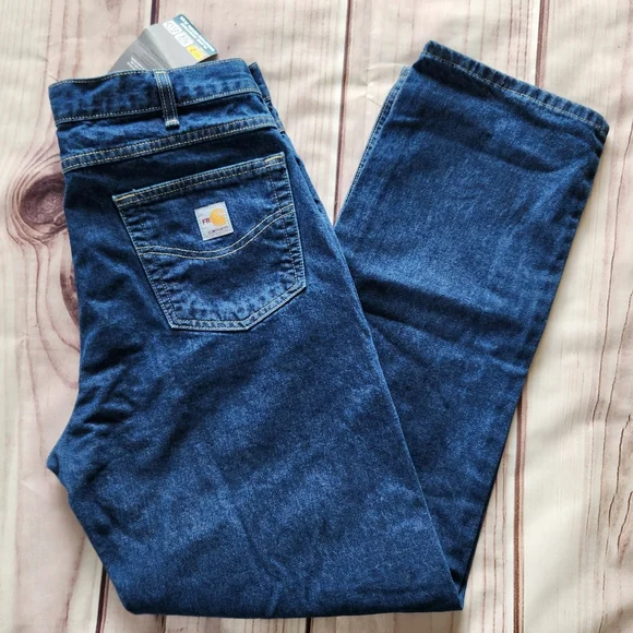 NWT Carhartt Flame Resistant Relaxed Fit Signature Blue Jean | Men's Size 35x32 - Picture 2 of 15